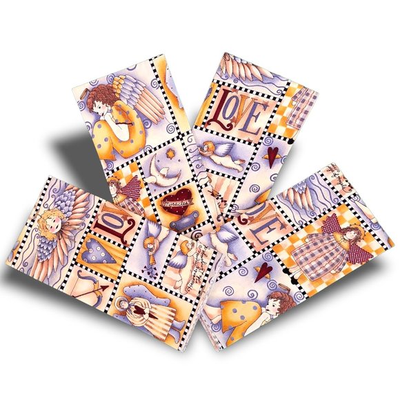 Home Dining Cloth Napkins Set (4) Messages From Angels Pattern Super Colorful - Picture 4 of 8